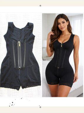 Girdle Shapewear Corset Black zipper Colombian Style Faja Size L Compression